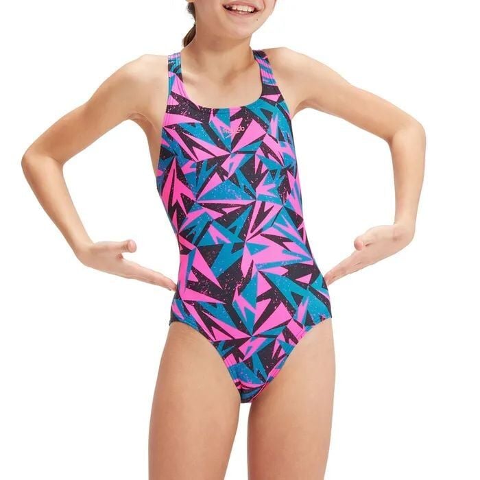 SPEEDO KIZ ÇOCUK YÜZÜCÜ MAYOSU HYPERBOOM MDLT JF PINK GREEN 8-1285815578-