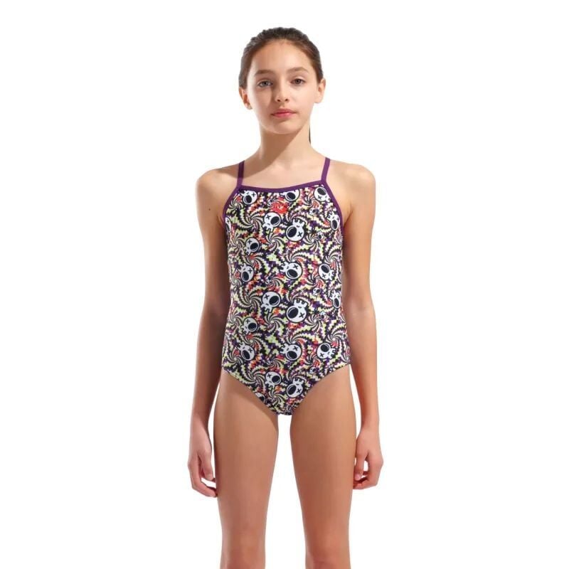 ARENA KIZ ÇOCUK YÜZÜCÜ MAYOSU GIRL'S ARENA FUN SKULLS SWIMSUIT LIGHTDROP BACK L 010284590