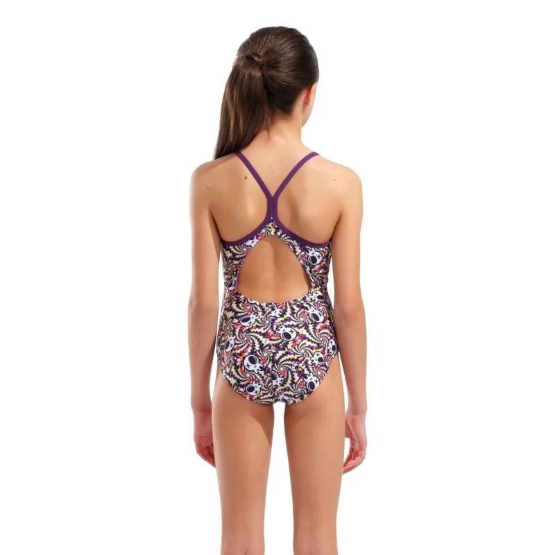 ARENA KIZ ÇOCUK YÜZÜCÜ MAYOSU GIRL'S ARENA FUN SKULLS SWIMSUIT LIGHTDROP BACK L 010284590