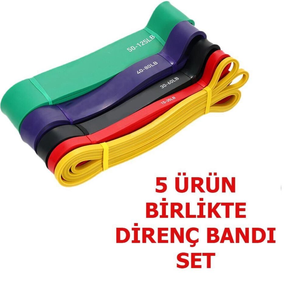 Powerband 5'li SET Direnç Lastiği 6.35/12.70/ 20.60/31.70/44.50mm