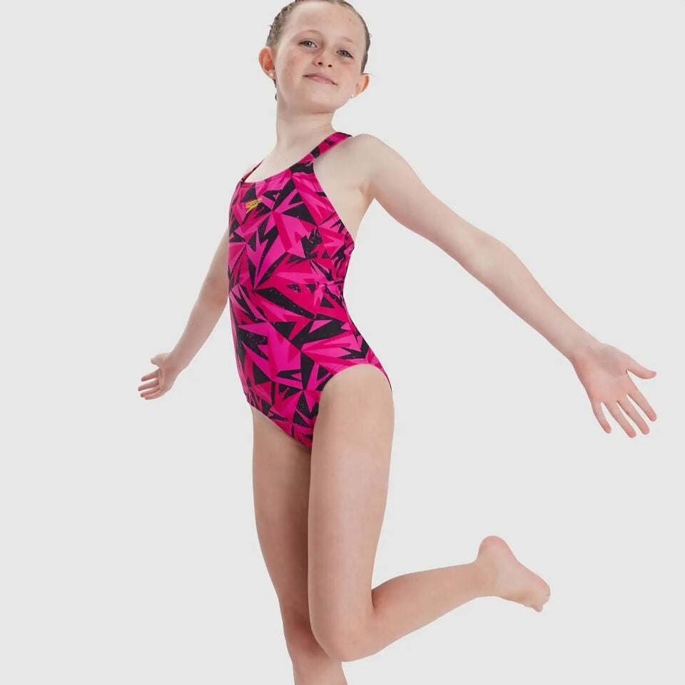 SPEEDO KIZ ÇOCUK ANTRENMAN MAYOSU HYPER BOOM LOGO MDLT JF PNK/BLK 8-12858G720