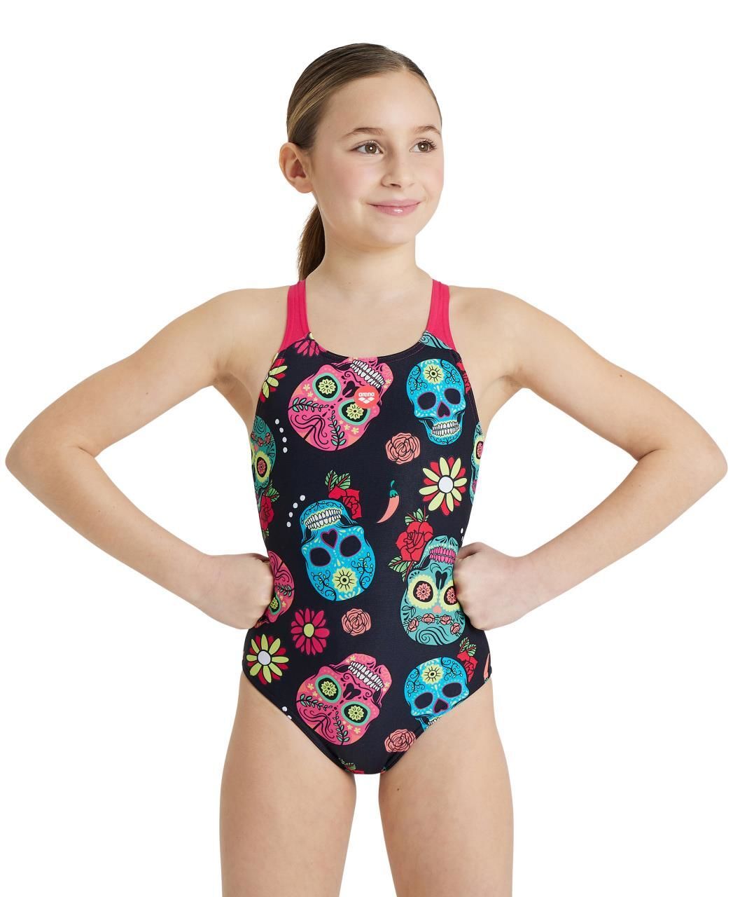 ARENA KIZ ÇOCUK ANTRENMAN MAYOSU G CRAZY SKULLS CARNIVAL JR SWIM PRO BACK ONE PIECE 005008500