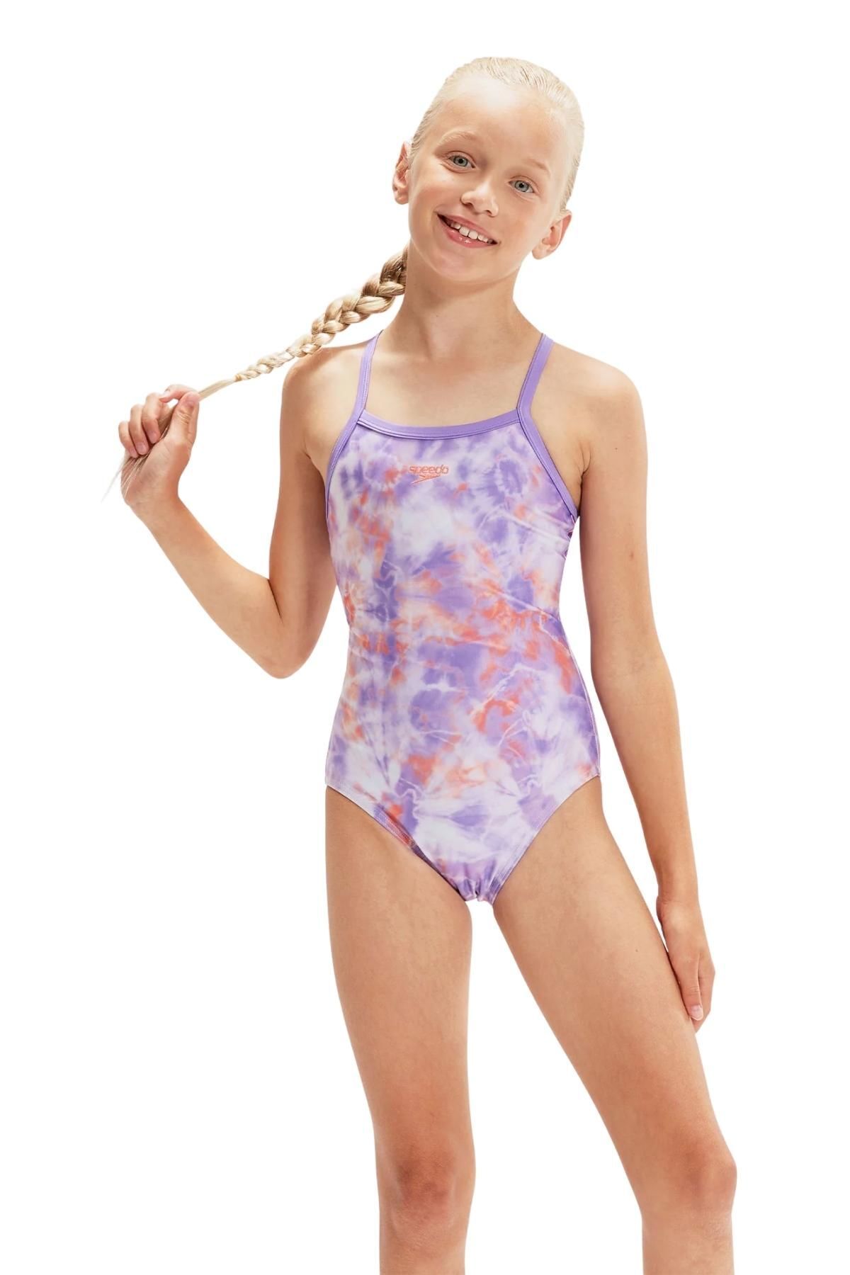 SPEEDO KIZ ÇOCUK YÜZÜCÜ MAYOSU ALV PT TSRP MSBK JF PURPLE/ORANGE 8-0953314496