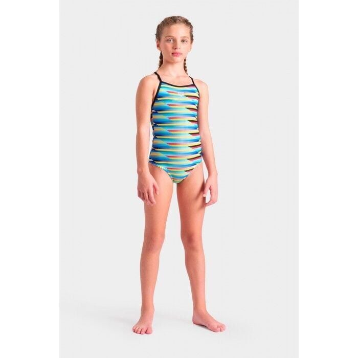 ARENA KIZ ÇOCUK YÜZÜCÜ MAYOSU GIRL'S ARENA RACING STRIPE SWIMSUIT LIGHTDROP BACK 009006550