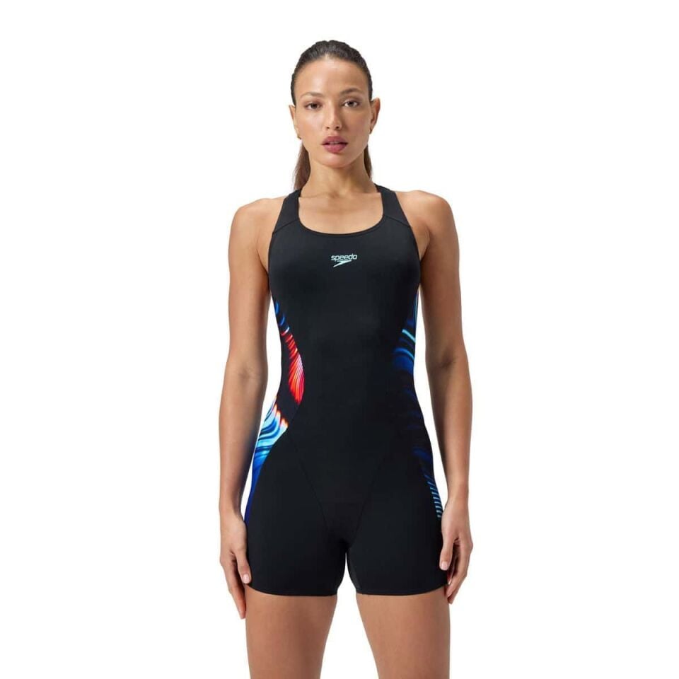 SPEEDO KADIN YÜZÜCÜ MAYOSU DIGITAL PRT AF LEGSUIT BLACK 8-00494418169