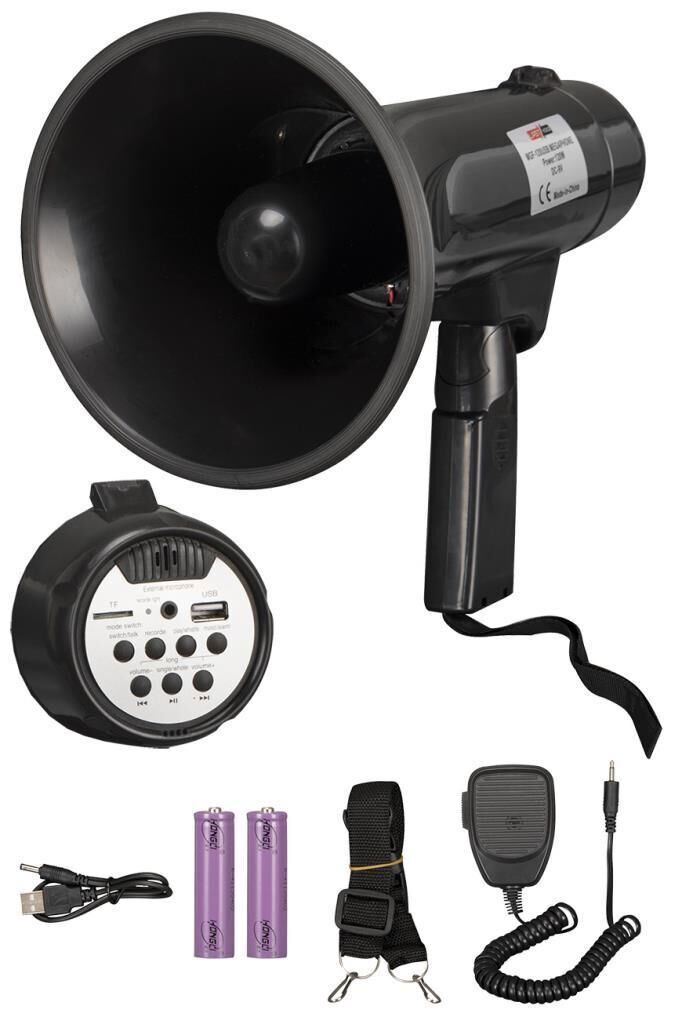 Megafon Mayklı Askılı EL Megafon 120 Watt MGF-120USB-BT (Şarjlı Bluetooth USB Siren Kayıt)