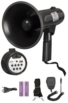Megafon Mayklı Askılı EL Megafon 120 Watt MGF-120USB-BT (Şarjlı Bluetooth USB Siren Kayıt)