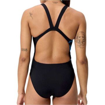 SPEEDO KADIN YÜZÜCÜ MAYOSU PLMT PRNT LEADERBK AF BLU/BLK 8-005346002