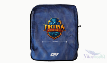 LOGO BASKILI DRY MAVİ  FİLE ÇANTA BÜZGÜLÜ SIRT ASKILI - CEPSİZ