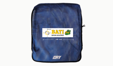 LOGO BASKILI DRY MAVİ  FİLE ÇANTA BÜZGÜLÜ SIRT ASKILI - CEPSİZ