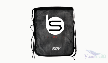 LOGO BASKILI DRY SİYAH FİLE ÇANTA BÜZGÜLÜ SIRT ASKILI - CEPSİZ